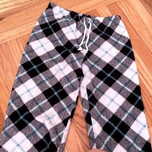 Teal,black,gray,white plaid pj pants. From thrift. 100% polyester